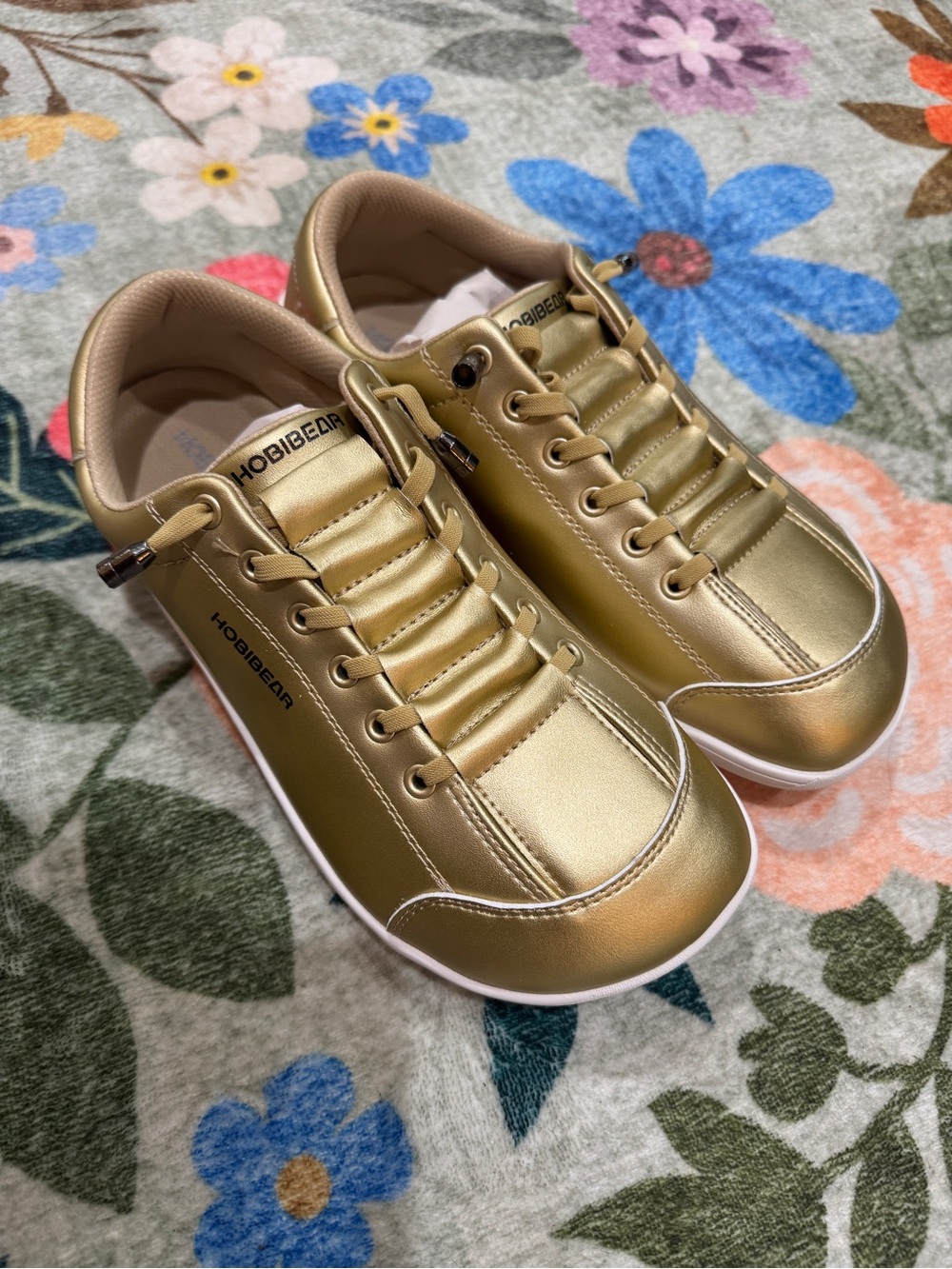 Hobibear womens Metallic Gold Sneakers